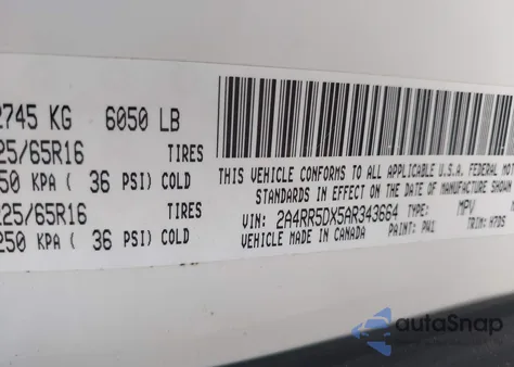 2010 Chrysler Town & Country Touring из США, поврежденный, VIN 2A4RR5DX5AR343664